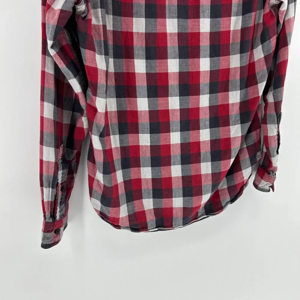 Vintage J.Crew Plaid Workshirt Men’s M 100% Cotton Red Black Button Up Top